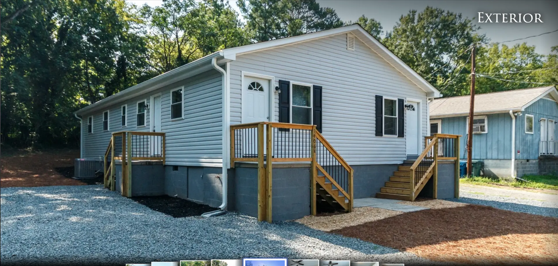 Side view of the duplex and entry stairs